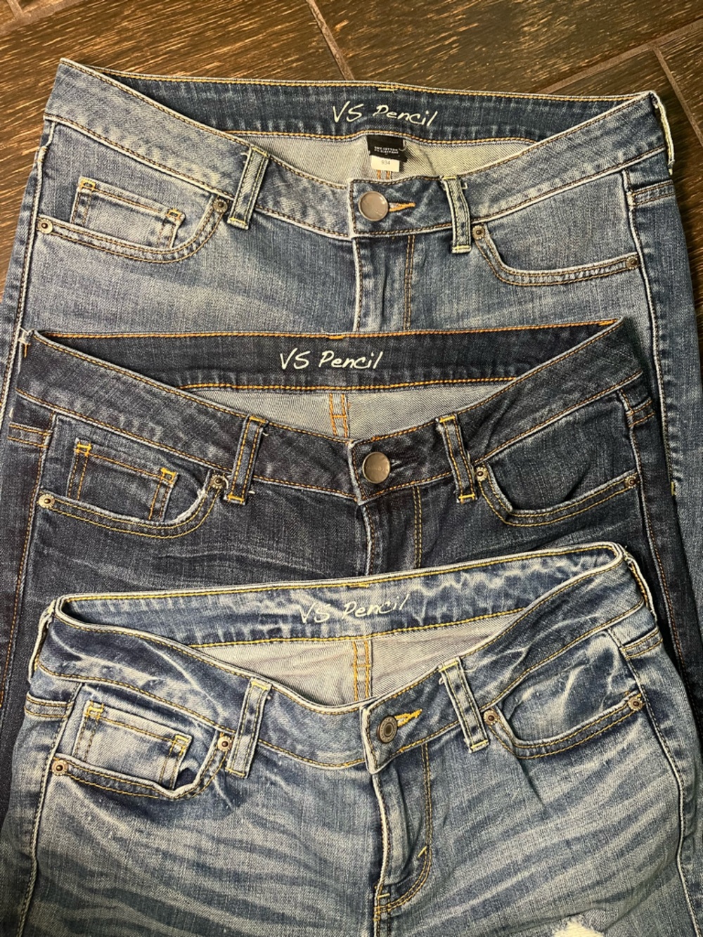 Bundle 3/$35 VS Pencil Jeans Size 6 – Distressed Light & Dark Wash